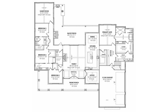 Floor Plan - Main Floor for Farmhouse House Plan #1096-38 - 4 bed, 3.5 bath