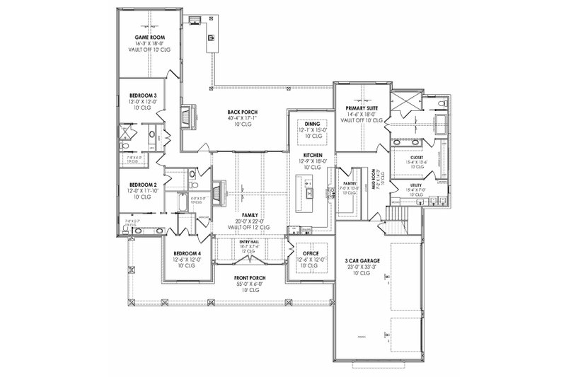 House Plan Design - Floor Plan - Main Floor for Farmhouse House Plan #1096-38 - 4 bed, 3.5 bath