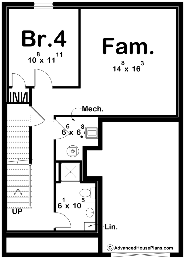 House Blueprint - Farmhouse Floor Plan - Lower Floor Plan #455-377