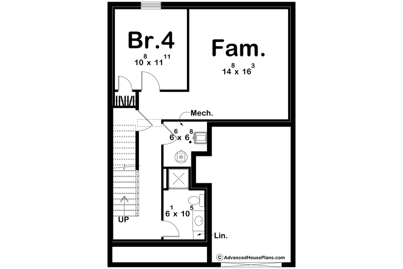 Dream House Plan - Floor Plan - Lower Floor for Farmhouse House Plan #455-377 - 3 bed, 2.5 bath