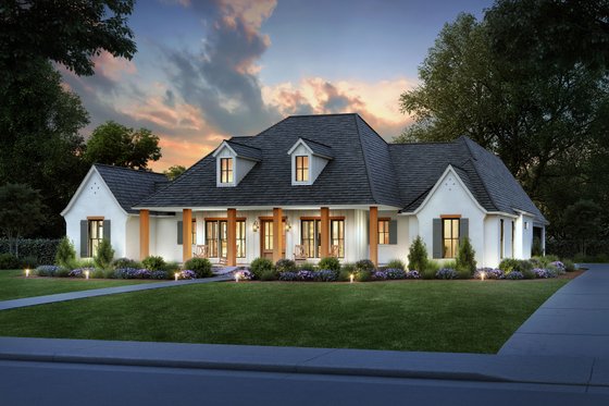 Exterior - Front Elevation 3 for Southern House Plan #1074-67 - 4 bed, 3.5 bath