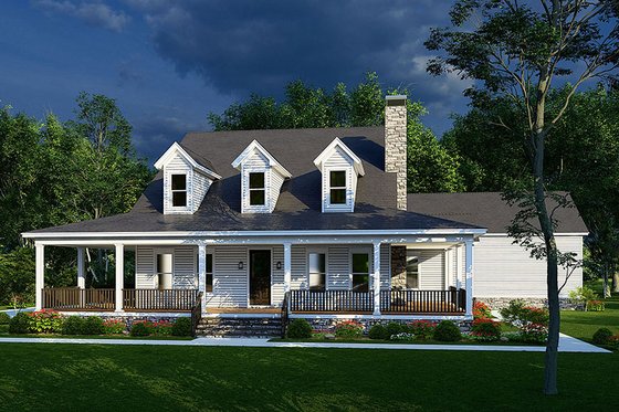 Exterior - Front Elevation 3 for Farmhouse House Plan #923-259 - 4 bed, 2 bath