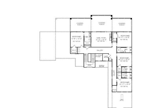 Floor Plan - Upper Floor for Prairie House Plan #54-573 - 5 bed, 5.5 bath