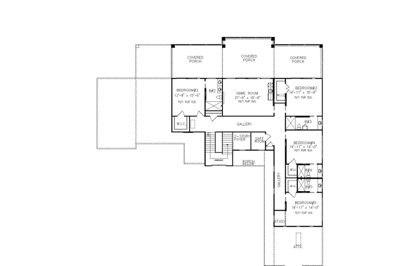 Home Plan - Floor Plan - Upper Floor for Prairie House Plan #54-573 - 5 bed, 5.5 bath