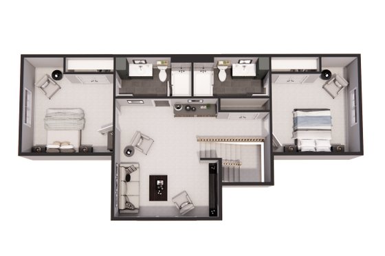 Floor Plan - Upper Floor 1 for Traditional House Plan #51-1297 - 3 bed, 3.5 bath