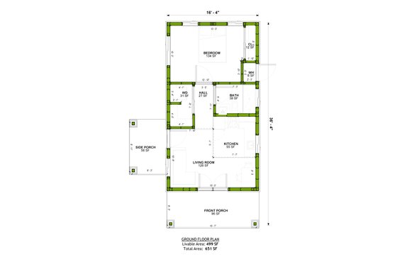 Floor Plan - Main Floor for Traditional House Plan #1106-150 - 1 bed, 1 bath