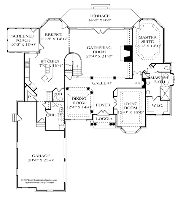 Dream House Plan - Traditional Floor Plan - Main Floor Plan #453-398