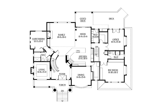 Floor Plan - Main Floor for Contemporary House Plan #132-511 - 4 bed, 5 bath