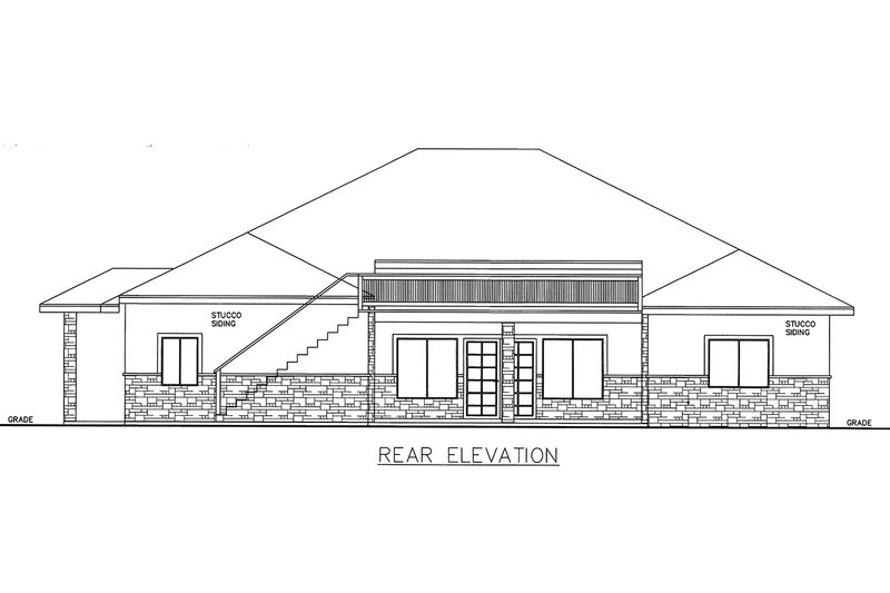 Home Plan - Exterior - Rear Elevation 3 for Ranch House Plan #117-868 - 5 bed, 3 bath