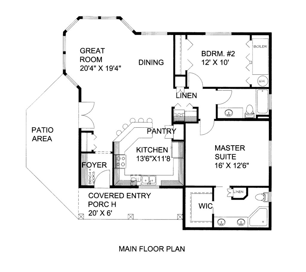 Adobe / Southwestern Style House Plan - 2 Beds 2 Baths 1308 Sq/Ft Plan ...