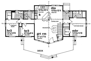 Floor Plan - Main Floor for Cabin House Plan #47-937 - 3 bed, 2 bath
