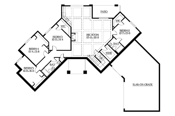 Floor Plan - Lower Floor for Mediterranean House Plan #132-279 - 5 bed, 3.5 bath
