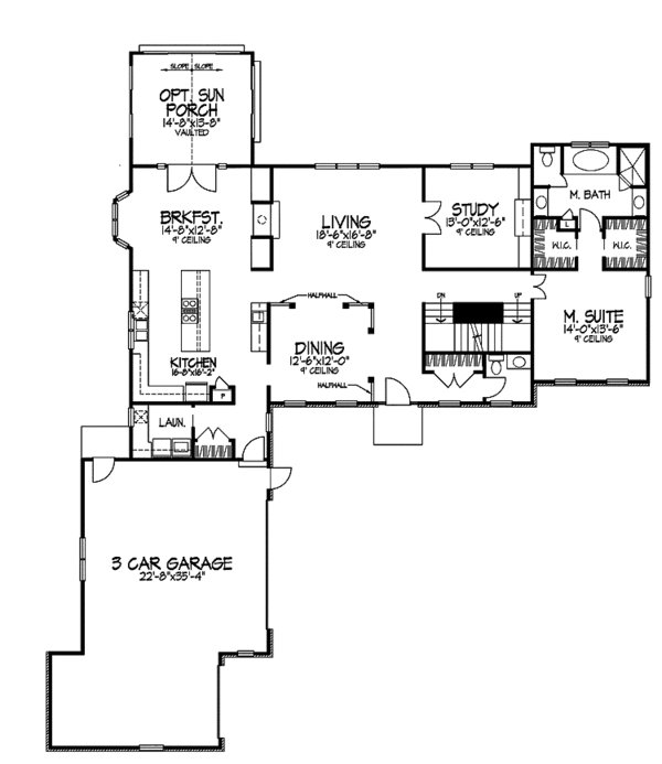 Architectural House Design - Colonial Floor Plan - Main Floor Plan #320-900