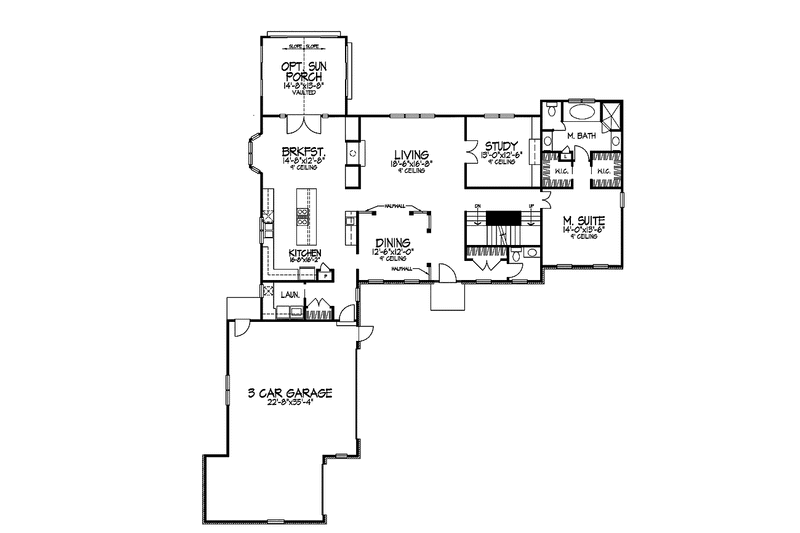 Home Plan - Floor Plan - Main Floor for Colonial House Plan #320-900 - 3 bed, 2.5 bath