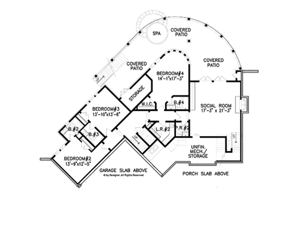 Dream House Plan - Craftsman Floor Plan - Lower Floor Plan #54-366