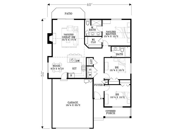 Craftsman Floor Plan - Main Floor Plan #53-593