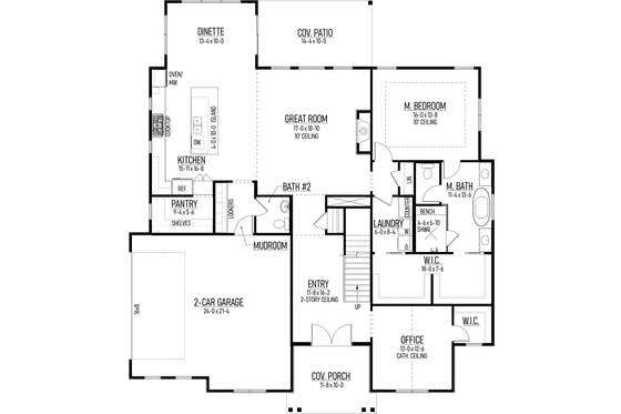 Floor Plan - Main Floor for Farmhouse House Plan #1093-8 - 4 bed, 2.5 bath