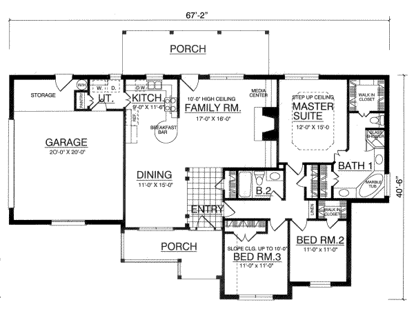 Dream House Plan - Country Floor Plan - Main Floor Plan #40-201