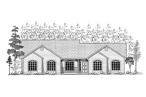 Exterior - Front Elevation 3 for Ranch House Plan #437-67 - 3 bed, 2 bath