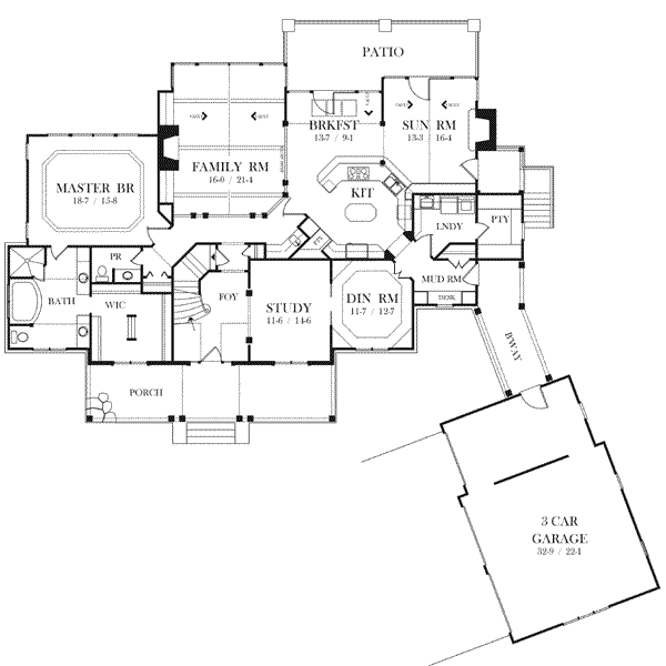 European Floor Plan - Main Floor Plan #71-133