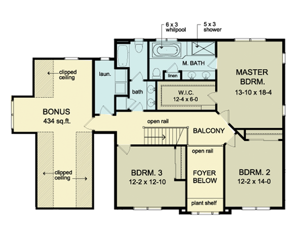 Home Plan - Colonial Floor Plan - Upper Floor Plan #1010-38