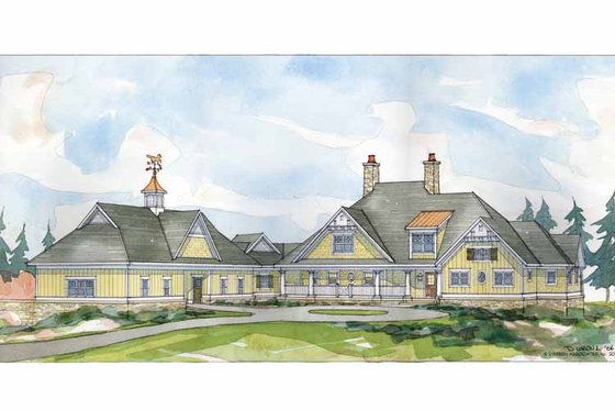 Exterior - Front Elevation 3 for Traditional House Plan #928-33 - 5 bed, 4.5 bath