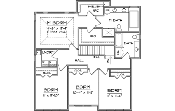Architectural House Design - Prairie Floor Plan - Upper Floor Plan #981-16
