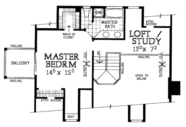 Architectural House Design - Country Floor Plan - Upper Floor Plan #72-1020