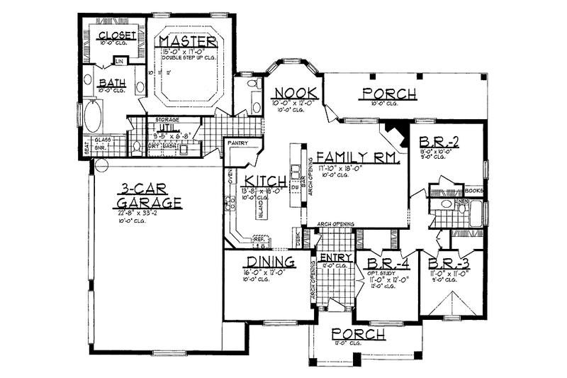 House Design - Floor Plan - Main Floor for Country House Plan #62-157 - 4 bed, 2.5 bath