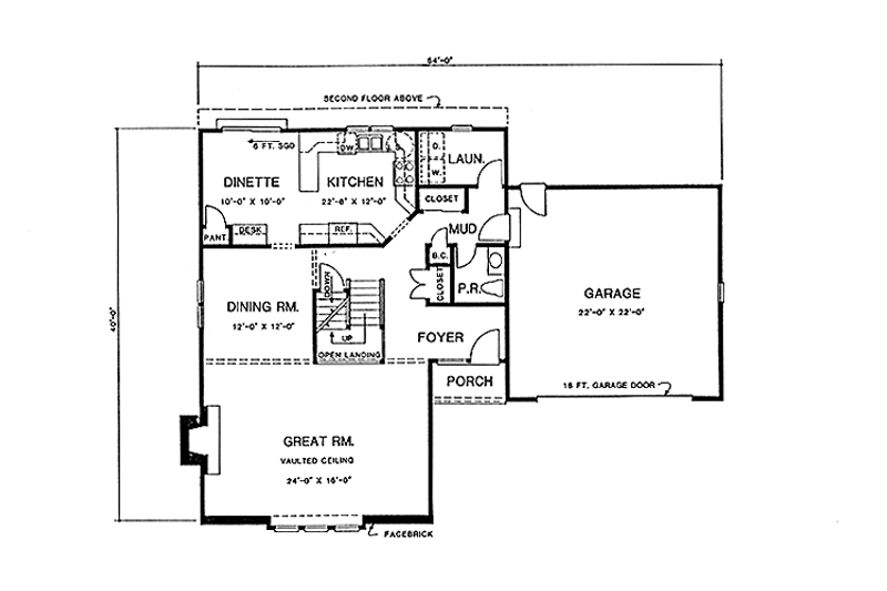 Dream House Plan - Floor Plan - Main Floor for Colonial House Plan #1001-7 - 3 bed, 2.5 bath