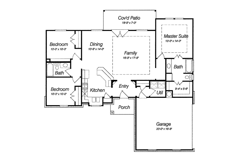 Dream House Plan - Floor Plan - Main Floor for Ranch House Plan #946-13 - 3 bed, 2 bath