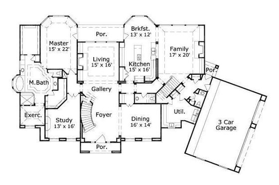 Floor Plan - Main Floor for European House Plan #411-786 - 4 bed, 4.5 bath