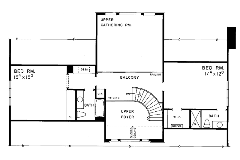 Home Plan - Floor Plan - Upper Floor for Prairie House Plan #72-992 - 3 bed, 3.5 bath