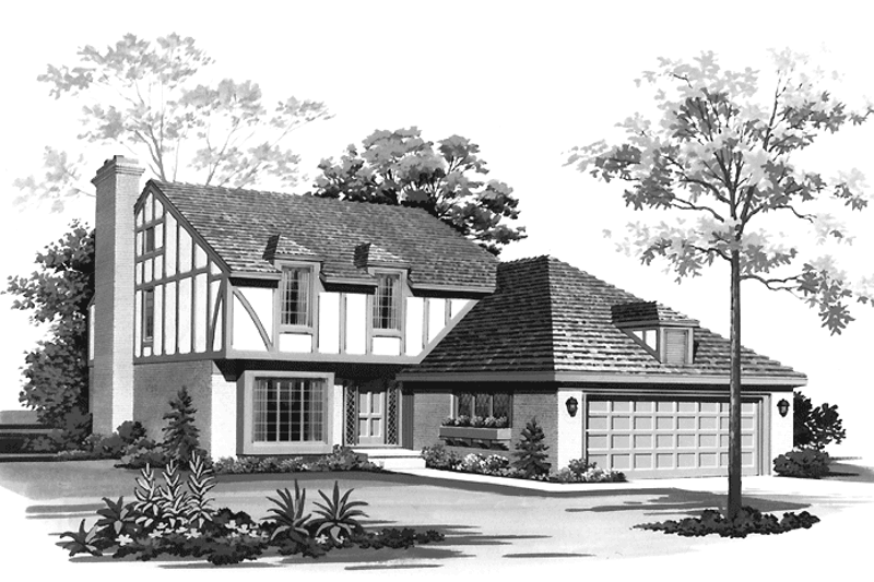 Architectural House Design - Tudor Exterior - Front Elevation Plan #72-797
