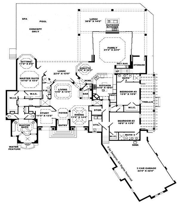 Home Plan - Mediterranean Floor Plan - Main Floor Plan #1017-40