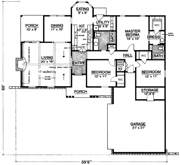 Home Plan - Tudor Floor Plan - Main Floor Plan #45-534