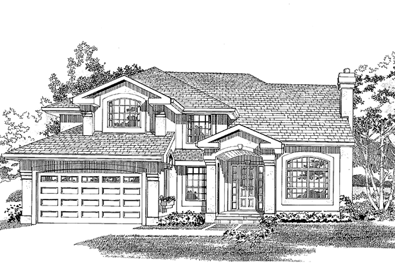 House Blueprint - Mediterranean Exterior - Front Elevation Plan #47-1015