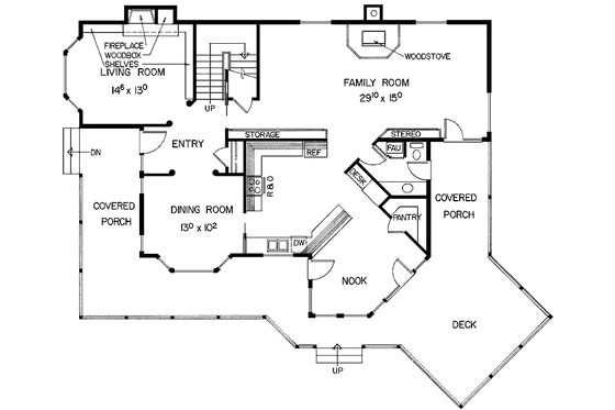 Floor Plan - Main Floor for Adobe / Southwestern House Plan #60-916 - 5 bed, 3.5 bath