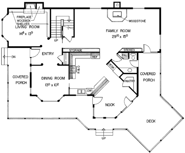 Home Plan - Adobe / Southwestern Floor Plan - Main Floor Plan #60-916
