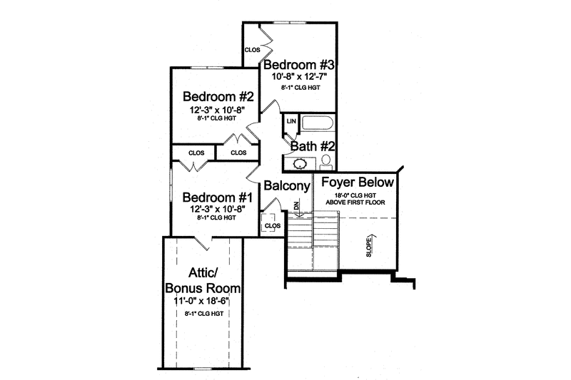 Architectural House Design - Floor Plan - Upper Floor for Colonial House Plan #46-792 - 4 bed, 2.5 bath