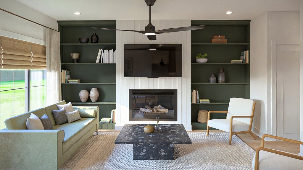 Interior - Family Room for Farmhouse House Plan #455-781 - 3 bed, 3 bath