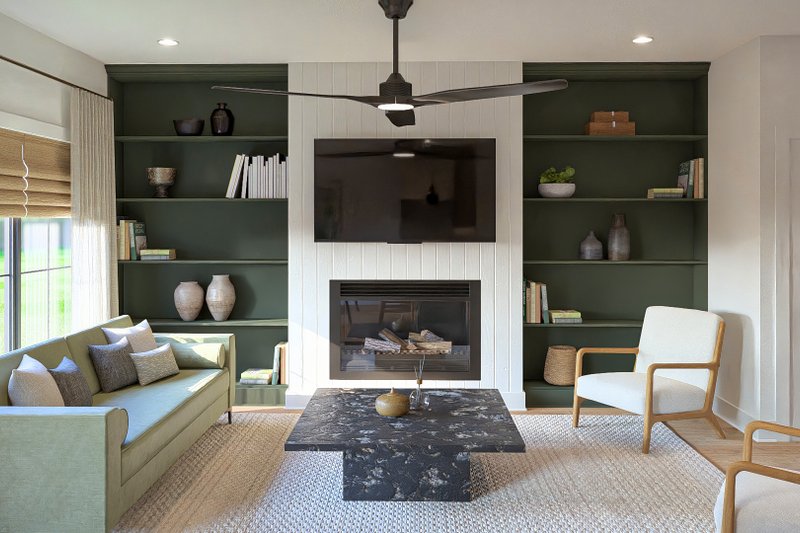 Dream House Plan - Interior - Family Room for Farmhouse House Plan #455-781 - 3 bed, 3 bath