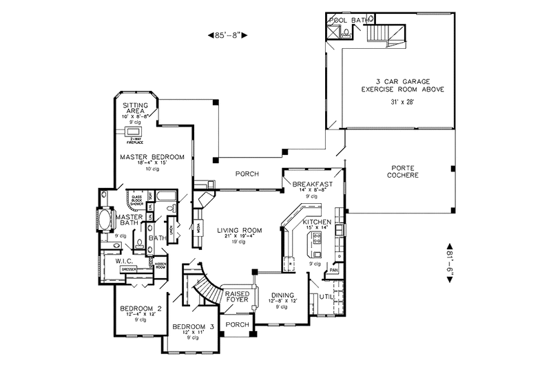 Home Plan - Floor Plan - Main Floor for European House Plan #968-34 - 4 bed, 4 bath