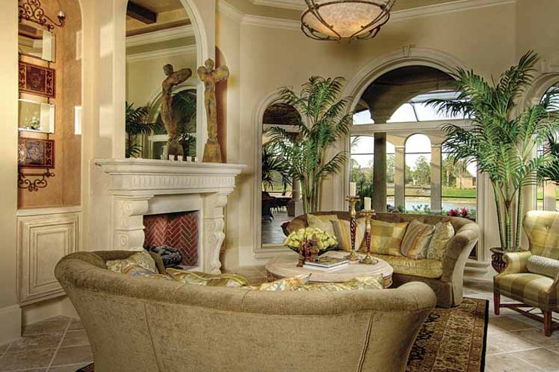 House Blueprint - Interior - Family Room for Mediterranean House Plan #930-418 - 4 bed, 4.5 bath
