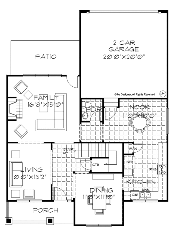 Dream House Plan - Contemporary Floor Plan - Main Floor Plan #999-156