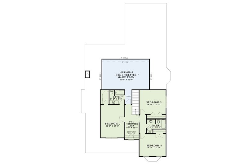 Home Plan - Floor Plan - Upper Floor for Colonial House Plan #17-2859 - 4 bed, 4 bath