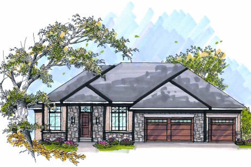 Architectural House Design - Bungalow Exterior - Front Elevation Plan #70-978