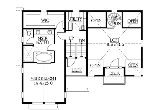 Floor Plan - Upper Floor for Craftsman House Plan #132-276 - 3 bed, 3.5 bath