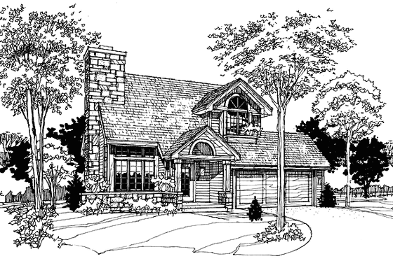 Exterior - Front Elevation 3 for Country House Plan #60-1041 - 3 bed, 2.5 bath