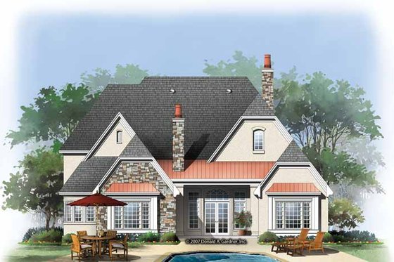Exterior - Rear Elevation for Cottage House Plan #929-841 - 5 bed, 4 bath